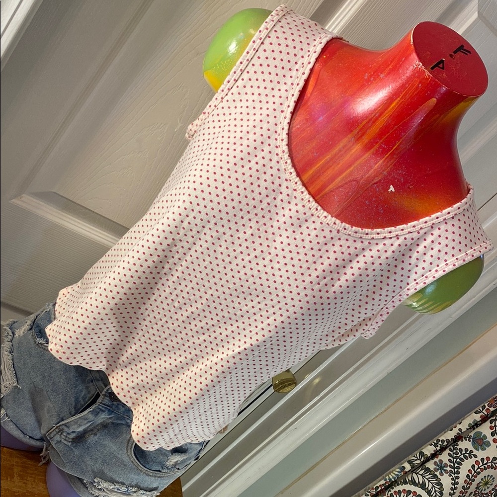 Kim Rogers Polkadot Pink and White Sleeveless Tank Top